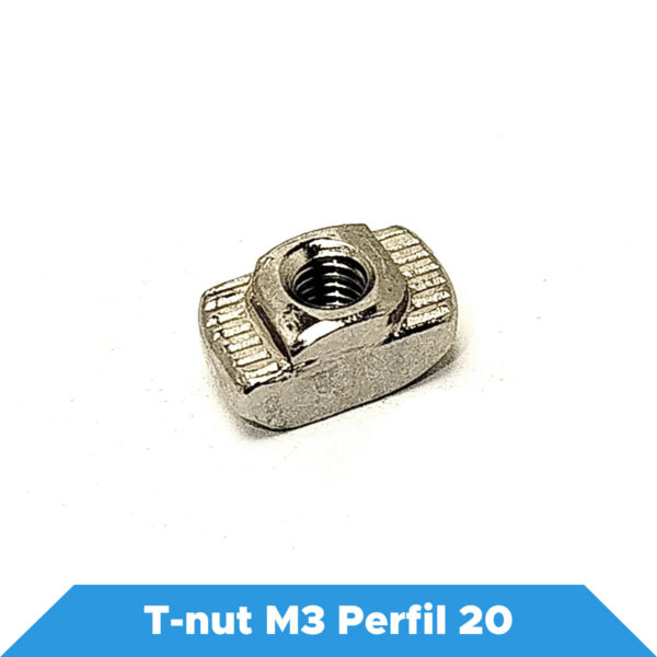 T-nut M3 para Perfil Slot 20 – Porca T com Inserção Rápida